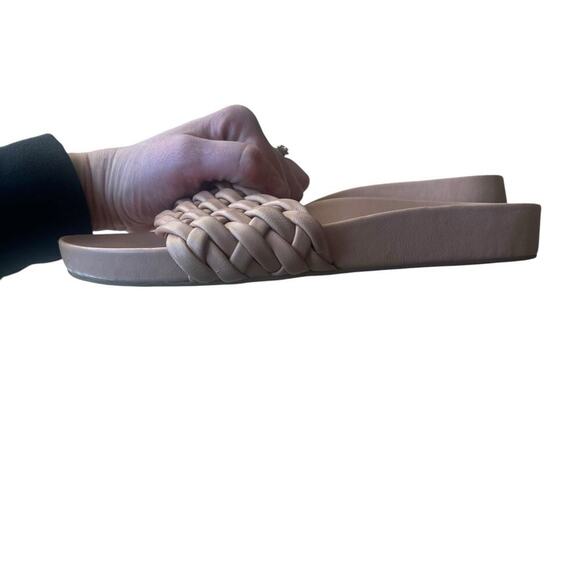 The Odells Braided Woven Tan Leather Slides Sandal 9 Los Angeles Rubber Outsole - Picture 8 of 9